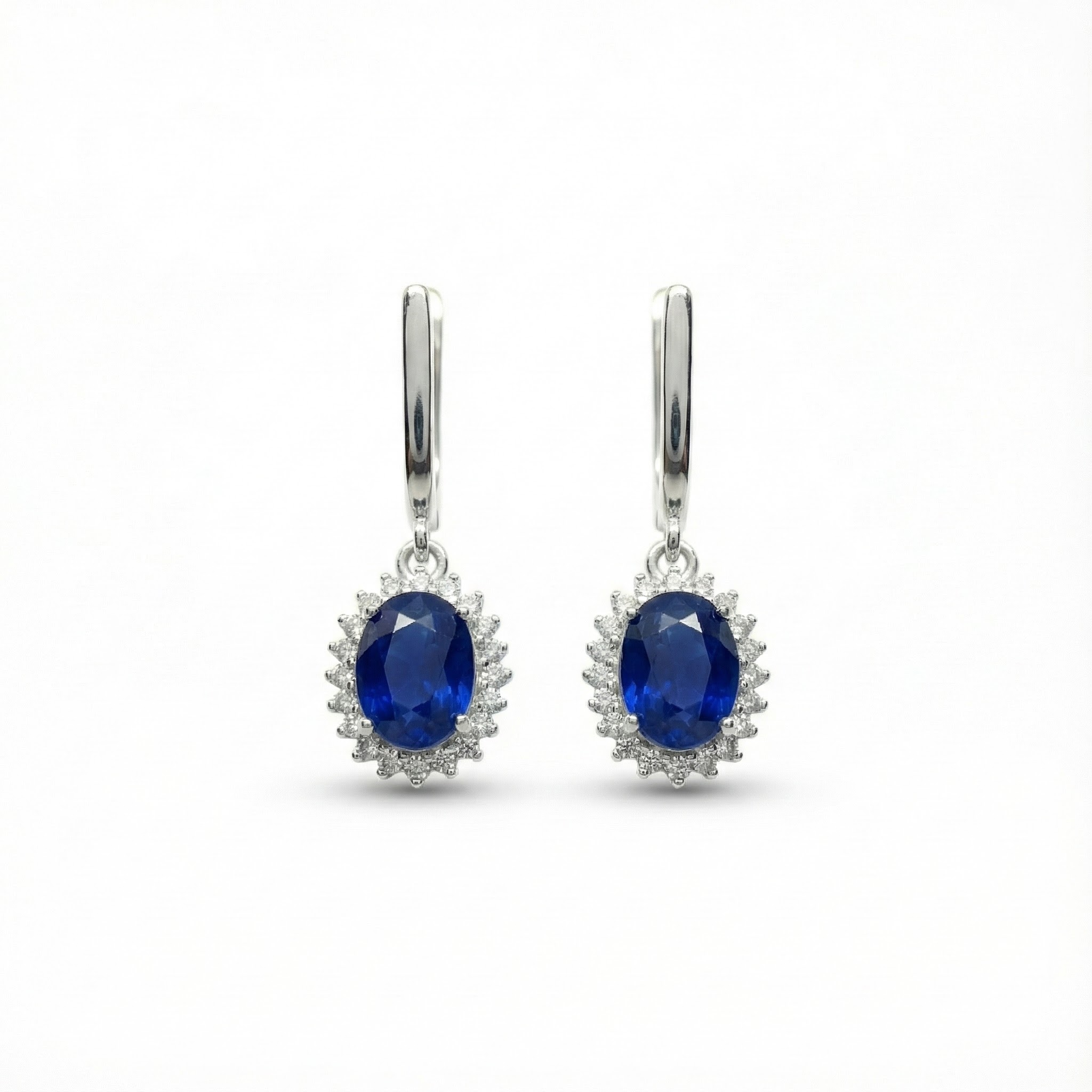 Natural Blue Sapphire Gold Earrings