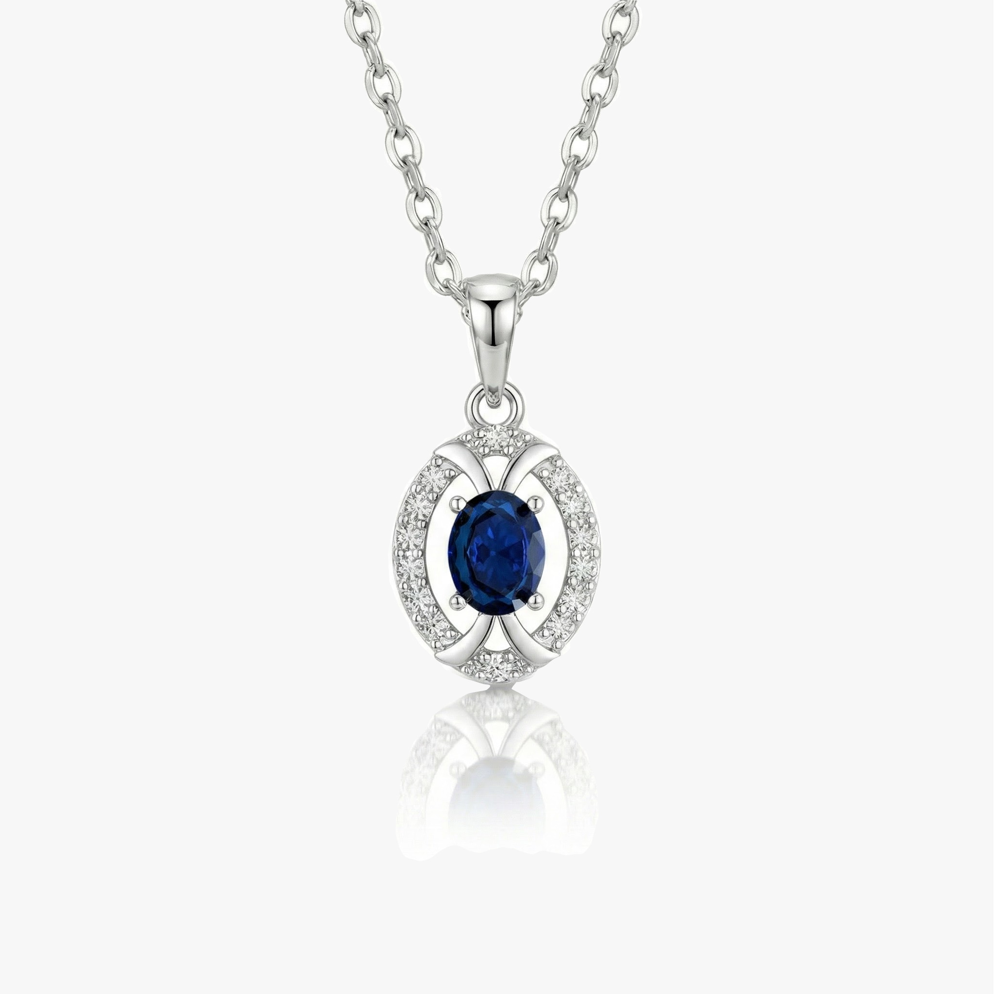 Sapphire And Diamond Pendant Necklace Gold